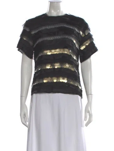 Pre-owned Frances Valentine Patterned Crew Neck Top W/ Tags In Gray