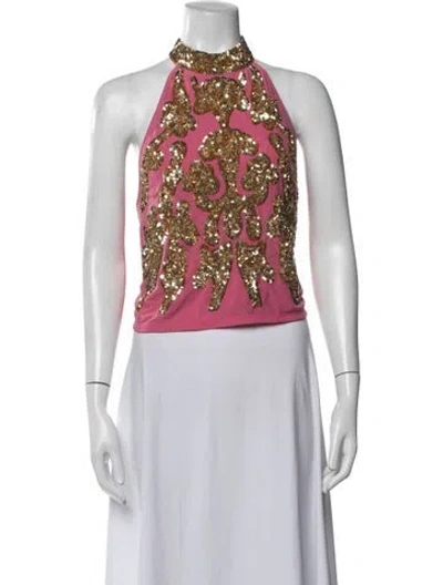 Pre-owned Frances Valentine Patterned Halterneck Top In Multicolor