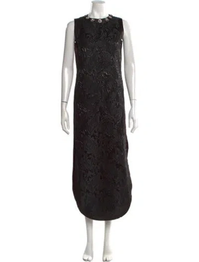 Pre-owned Frances Valentine Patterned Long Dress In Black