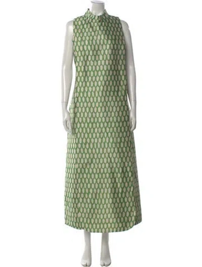 Pre-owned Frances Valentine Patterned Long Dress In Green