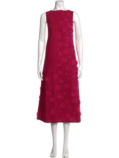 Pre-owned Frances Valentine Patterned Midi Length Dress In Pink