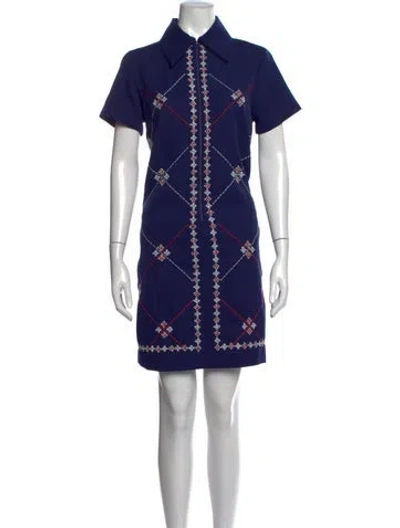 Pre-owned Frances Valentine Patterned Mini Dress In Blue