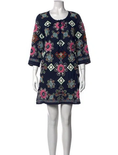 Pre-owned Frances Valentine Patterned Mini Dress In Blue