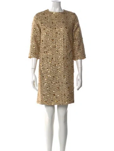 Pre-owned Frances Valentine Patterned Mini Dress In Gold