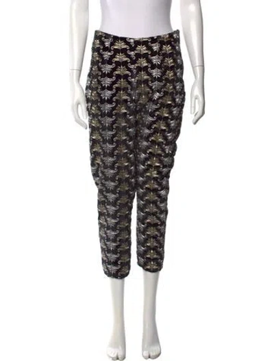 Pre-owned Frances Valentine Patterned Straight Leg Pants In Black