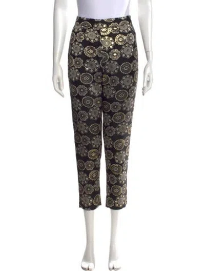 Pre-owned Frances Valentine Patterned Straight Leg Pants In Black/metallic