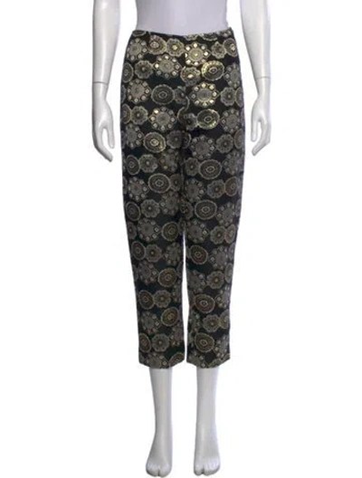 Pre-owned Frances Valentine Patterned Straight Leg Pants In Black/metallic