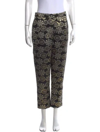 Pre-owned Frances Valentine Patterned Straight Leg Pants W/ Tags In Black/metallic