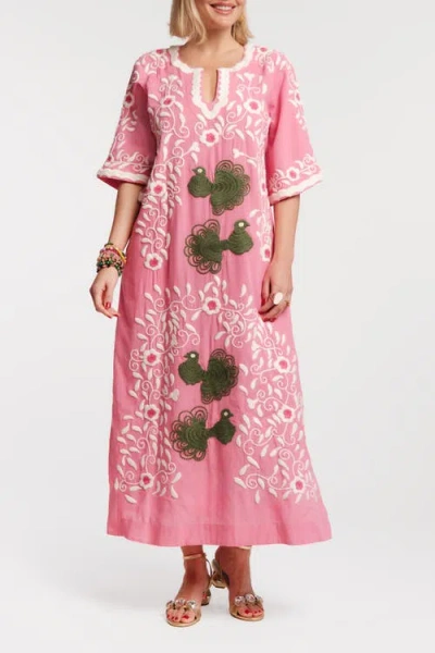 Frances Valentine Peacock Caftan In Pink