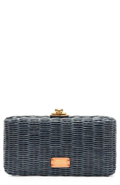Frances Valentine Pepper Wicker Clutch In Blue