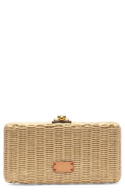 Frances Valentine Pepper Wicker Clutch In Brown