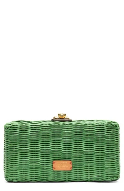 Frances Valentine Pepper Wicker Clutch In Green