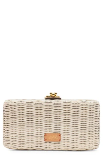 Frances Valentine Pepper Wicker Clutch In Neutral