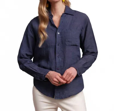 FRANCES VALENTINE PERFECT BUTTON DOWN LINEN IN NAVY