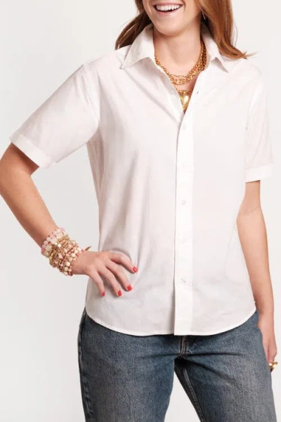 Frances Valentine Perfect Button Down Short Sleeve In White