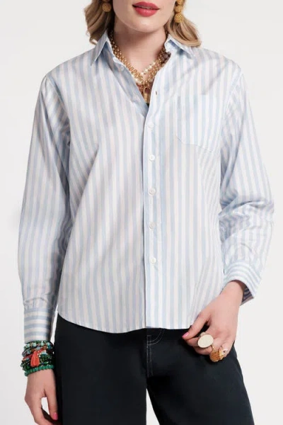 Frances Valentine Perfect Button Down Stripe In White