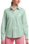 Frances Valentine Perfect Button Down Top In Green Stripe In Green