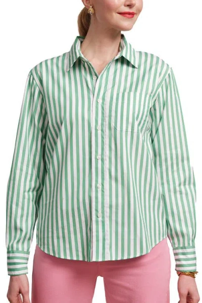 FRANCES VALENTINE FRANCES VALENTINE PERFECT BUTTON DOWN STRIPE COTTON POPLIN