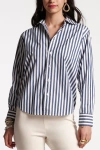 Frances Valentine Quincy Strect Crop Pant In White In Navy/white