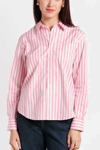 FRANCES VALENTINE FRANCES VALENTINE PERFECT BUTTON DOWN STRIPE COTTON POPLIN