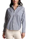 Frances Valentine Quincy Strect Crop Pant In White In Navy/white