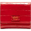 Frances Valentine Perfect Croc Embossed Leather Trifold Wallet In Red