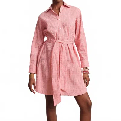 Frances Valentine Perfect Puckered Shirtdress In Pink