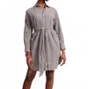 Frances Valentine Perfect Puckered Stripe Shirtdress In Grey In Gray