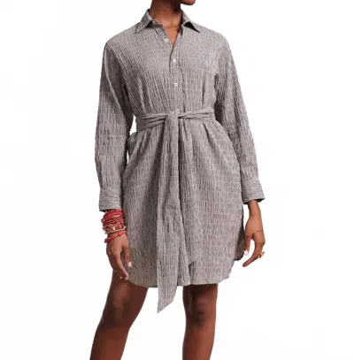 Frances Valentine Perfect Puckered Stripe Shirtdress In Grey In Gray