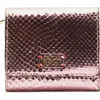 Frances Valentine Perfect Snakeskin Embossed Metallic Leather Trifold Wallet In Burgundy
