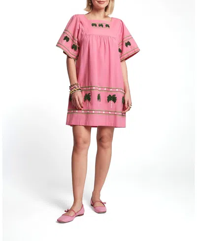 Frances Valentine Picnic Mini Palm Tree Dress In Orange