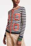 Frances Valentine Pierre Stripe Sweater In Navy/orange
