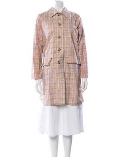 Pre-owned Frances Valentine Plaid Print Coat In Pink