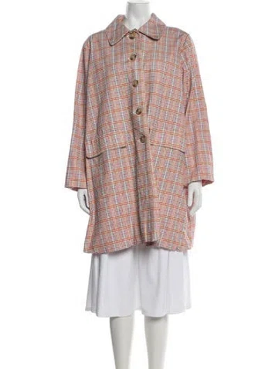 Pre-owned Frances Valentine Plaid Print Coat In Pink