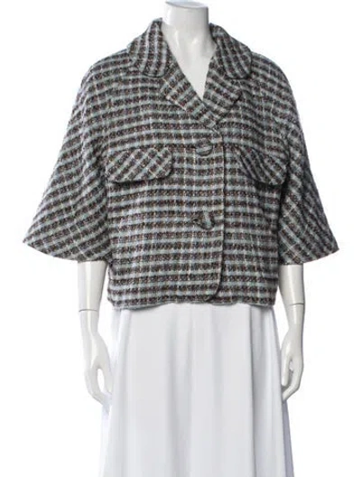 Pre-owned Frances Valentine Plaid Print Jacket In Blue