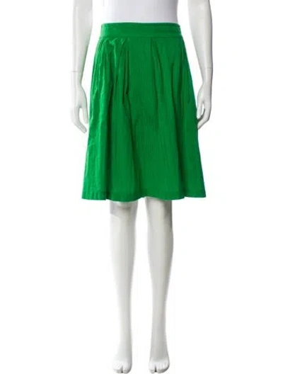 Pre-owned Frances Valentine Pleated Accents Knee-length Skirt In Green