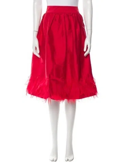 Pre-owned Frances Valentine Pleated Accents Knee-length Skirt W/ Tags In Red