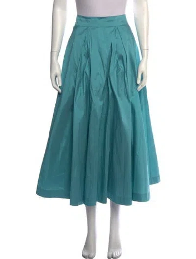 Pre-owned Frances Valentine Pleated Accents Midi Length Skirt In Blue