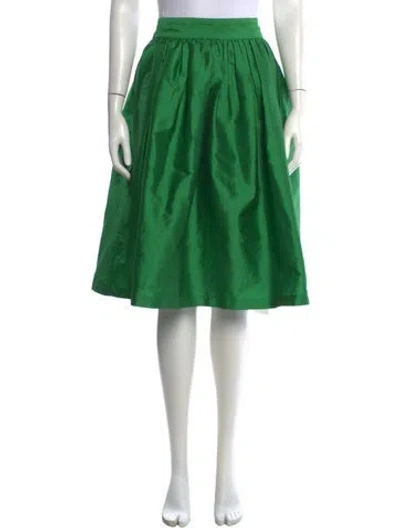 Pre-owned Frances Valentine Pleated Accents Midi Length Skirt In Green