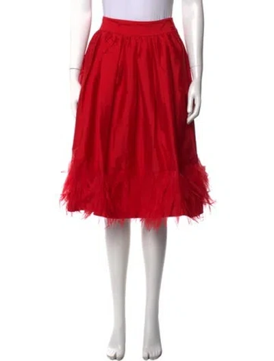 Pre-owned Frances Valentine Pleated Accents Midi Length Skirt In Red