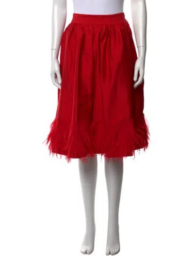 Pre-owned Frances Valentine Pleated Accents Midi Length Skirt In Red