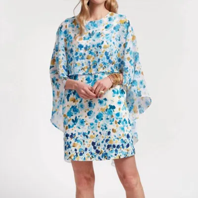 Frances Valentine Pocket Full Of Posies Mini Cape Dress In Blue Floral