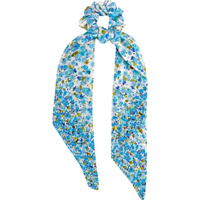 Frances Valentine Pocket Full Of Posies Silk Scrunchie & Removable Scarf Set In Blue