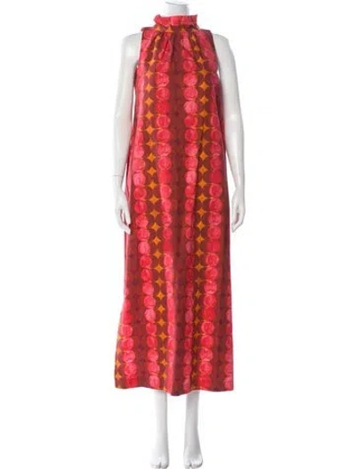 Pre-owned Frances Valentine Polka Dot Print Long Dress In Red