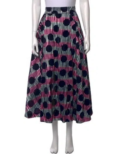 Pre-owned Frances Valentine Polka Dot Print Long Skirt In Blue