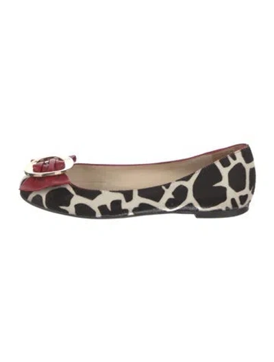 Pre-owned Frances Valentine Ponyhair Animal Print Ballet Flats In Multi