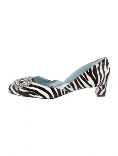 Pre-owned Frances Valentine Ponyhair Animal Print Pumps In White