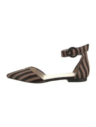 Pre-owned Frances Valentine Ponyhair Striped Flats In Black