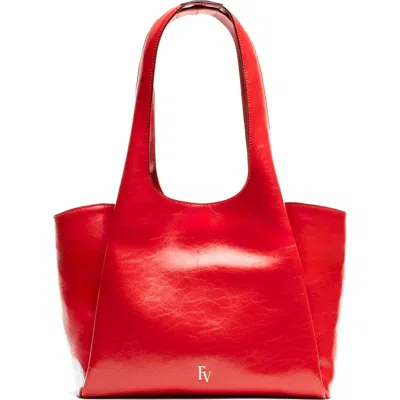 Frances Valentine Portia Crinkled Leather Shoulder Bag In Red