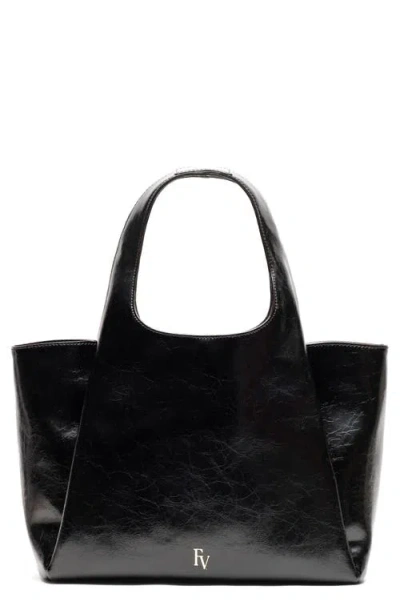 Frances Valentine Portia Crinkled Leather Shoulder Bag In Black